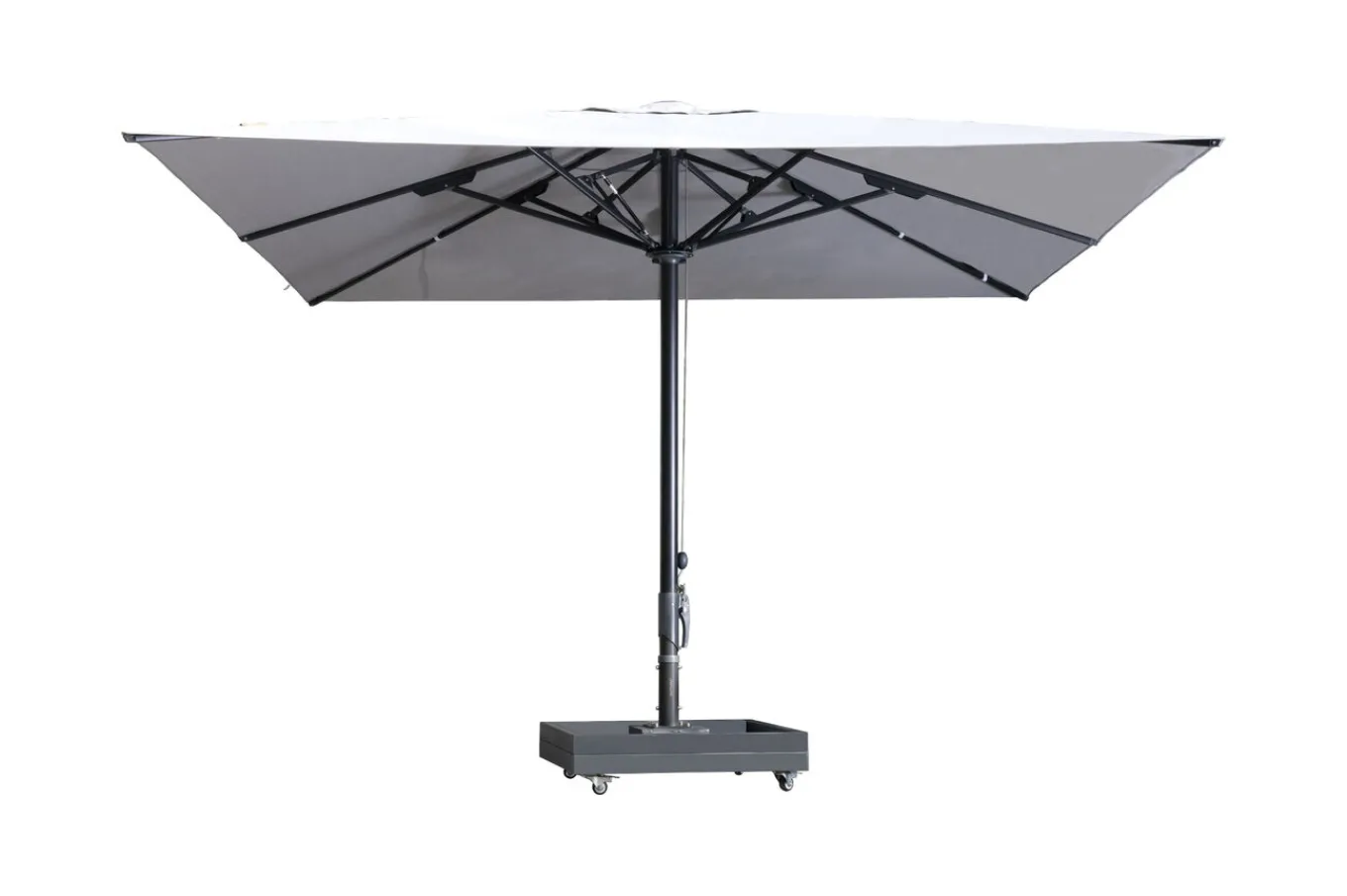 New Sydney Sonnenschirm , grau, Alu/Polyester, 400 x 400 cm, mit Air-Vent System, pulverbeschichtet, inkl. befüllbarem Schirmständer Sonnenschirme