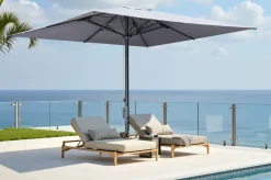 New Sydney Sonnenschirm , grau, Alu/Polyester, 400 x 400 cm, mit Air-Vent System, pulverbeschichtet, inkl. befüllbarem Schirmständer Sonnenschirme