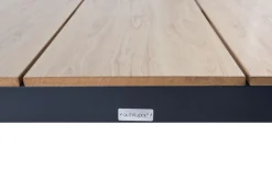 Sale Tallinn Garten-Essgruppe mit 6 Stapelsesseln, anthrazit matt/natur, Alu/Holzimitat, Esstisch 150 x 90 cm Garten-Essgruppen
