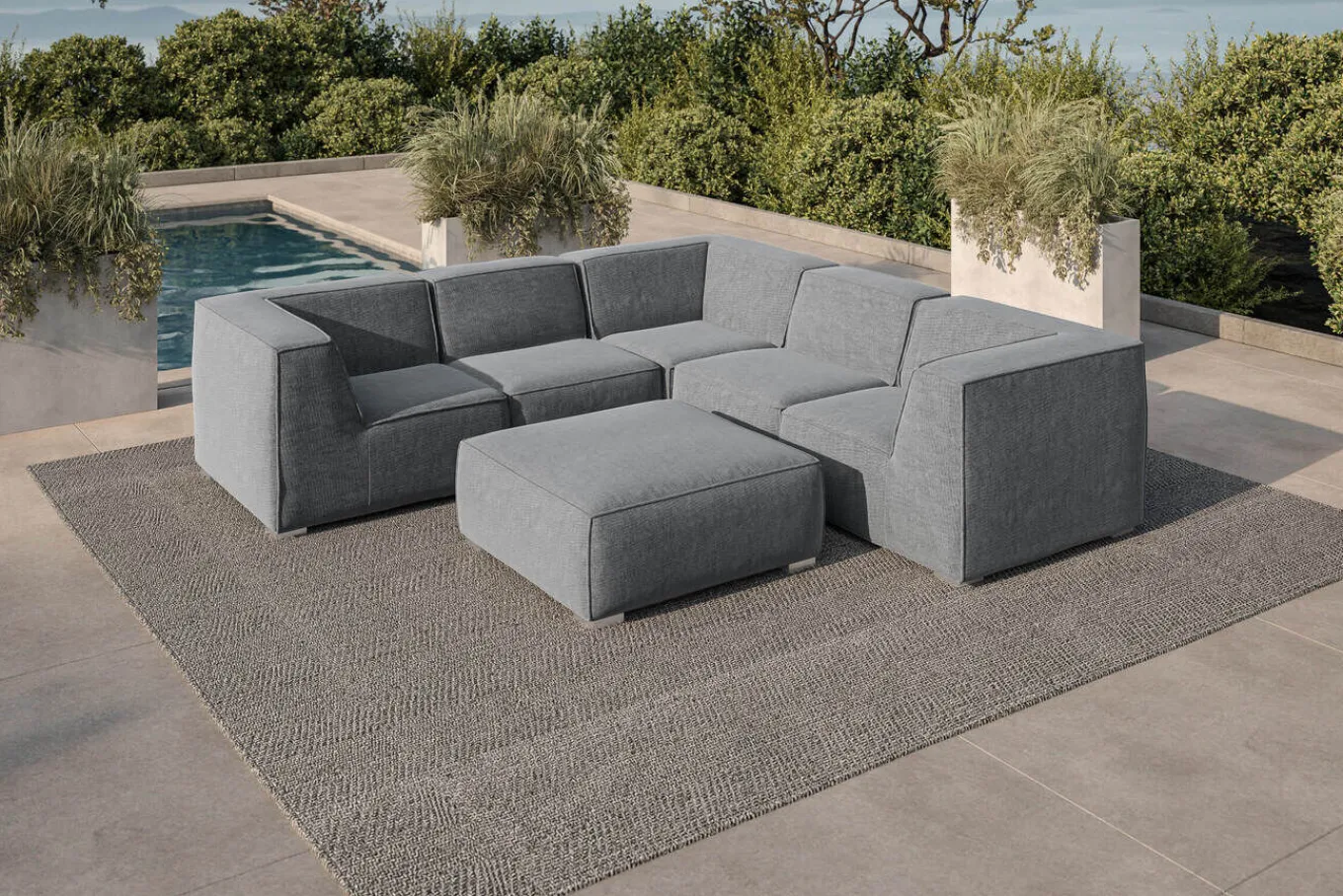Discount Tasty Gartenlounge für 6 Personen, dunkelgrau, Alu/Polyester, robust Gartenlounge|Aluminium-Gartenmöbel