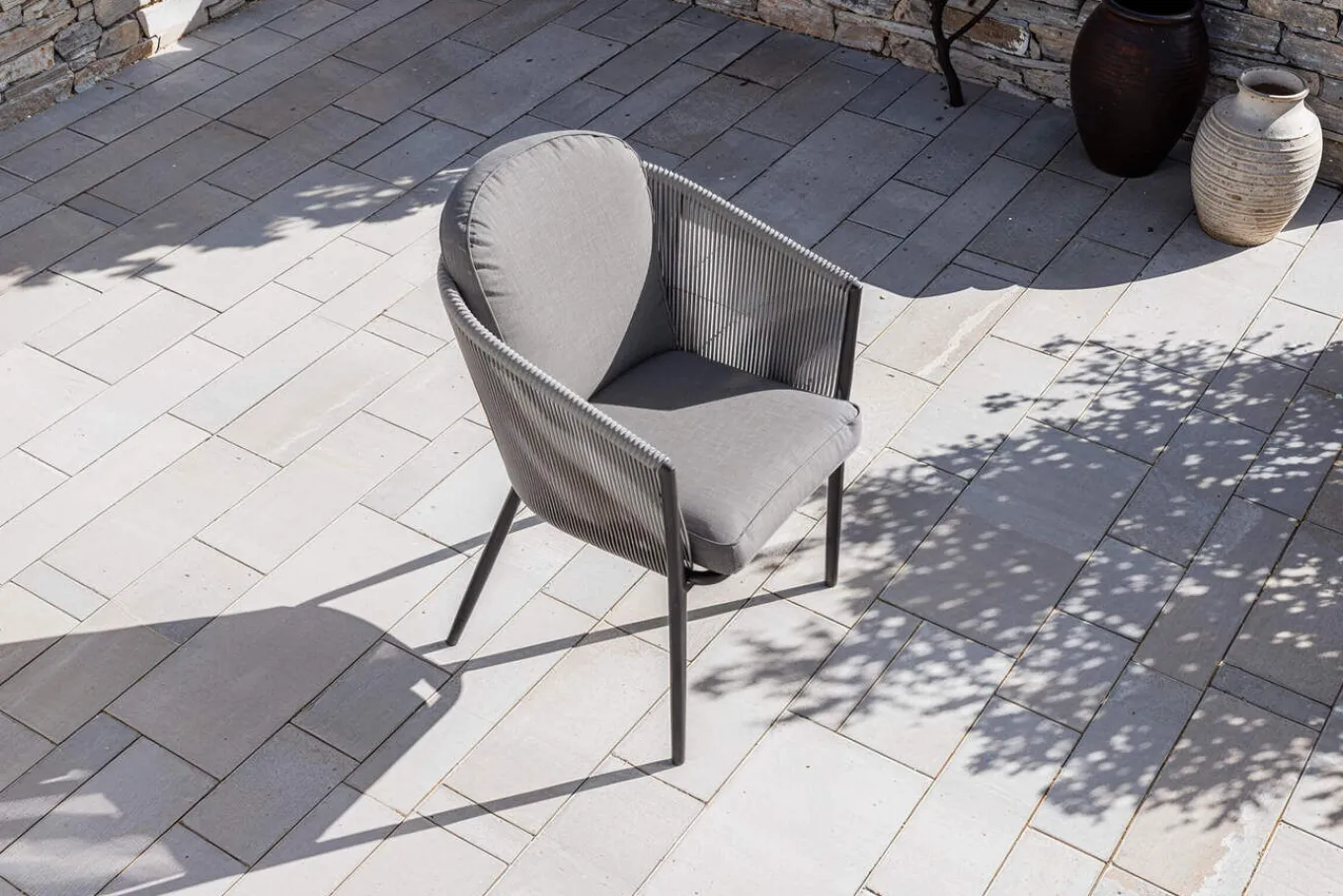 Clearance Tavio Dining Sessel, dunkelgrau/anthrazit, Alu/Rope-Geflecht, 58 x 61 x 80 cm, inkl. Sitzkissen Gartenstühle & Gartensessel|Rope-Gartenmöbel