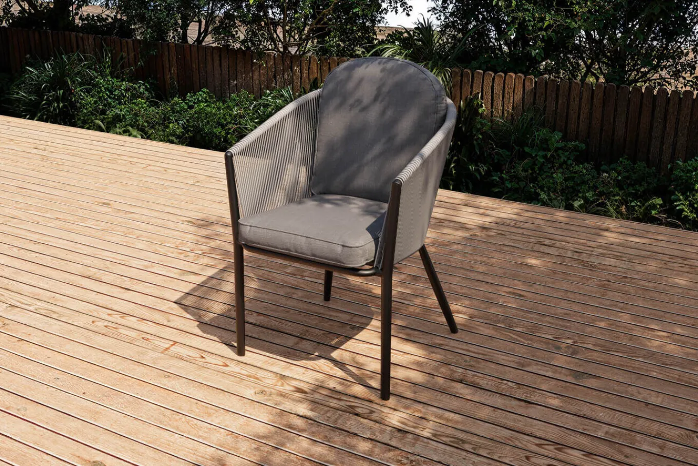 Clearance Tavio Dining Sessel, dunkelgrau/anthrazit, Alu/Rope-Geflecht, 58 x 61 x 80 cm, inkl. Sitzkissen Gartenstühle & Gartensessel|Rope-Gartenmöbel