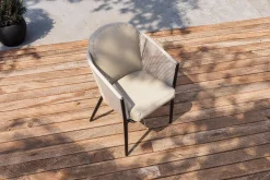 Outlet Tavio Dining Sessel, hellgrau/beige, Alu/Rope-Geflecht, 58 x 61 x 80 cm, inkl. Kissen Gartenstühle & Gartensessel|Rope-Gartenmöbel