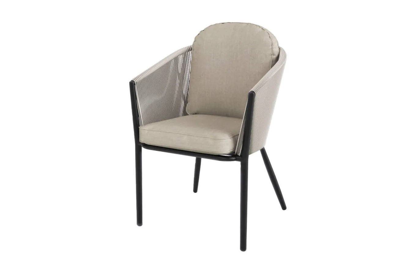 Outlet Tavio Dining Sessel, hellgrau/beige, Alu/Rope-Geflecht, 58 x 61 x 80 cm, inkl. Kissen Gartenstühle & Gartensessel|Rope-Gartenmöbel