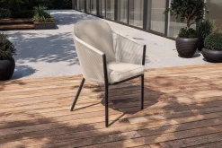 Outlet Tavio Dining Sessel, hellgrau/beige, Alu/Rope-Geflecht, 58 x 61 x 80 cm, inkl. Kissen Gartenstühle & Gartensessel|Rope-Gartenmöbel