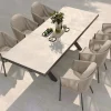 Hot Tavio Garten-Essgruppe schwarz/beige, Alu/Steinimitat/Rope-Geflecht, Tisch 200/260 x 100 cm, 6 Diningsessel, ausziehbar Garten-Essgruppen
