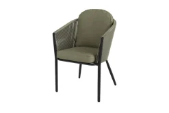 Best Tavio Garten-Essgruppe, schwarz/grün, Alu/Steinimitat/Rope-Geflecht, Tisch 200/260 x 100 cm, ausziehbar, 6 Diningsessel Garten-Essgruppen