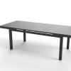 Hot Tavio Garten-Essgruppe, anthrazit matt/grün, Alu/Rope-Geflecht, ausziehbare Tischplatte 180/240 x 100 cm, 6 Diningsessel Garten-Essgruppen