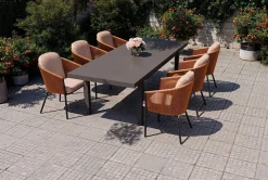Outlet Tavio Garten-Essgruppe, anthrazit/orange, Alu/Rope-Geflecht, ausziehbare Tischplatte 180/240 x 100 cm, 6 Diningsessel Garten-Essgruppen