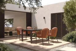 Online Tavio Garten-Essgruppe, anthrazit matt/orange, Alu/Rope-Geflecht, Spraystone-Tischplatte 160 x 95 cm, 4 Diningsessel Garten-Essgruppen