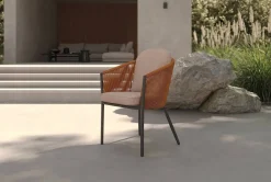 Discount Tavio Garten-Essgruppe, schwarz/orange, Alu/Rope-Geflecht, Tisch 200/260 x 100 cm, 6 Diningsessel, ausziehbar Garten-Essgruppen