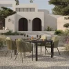 New Tavio Garten-Essgruppe, anthrazit matt/grün, Alu/Rope-Geflecht/Spraystone, 160 x 95 x cm, 4 Diningsessel Garten-Essgruppen
