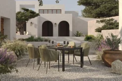 New Tavio Garten-Essgruppe, anthrazit matt/grün, Alu/Rope-Geflecht/Spraystone, 160 x 95 x cm, 4 Diningsessel Garten-Essgruppen