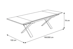 Clearance Toronto Ausziehtisch, silber, Alu/Spraystone, 180/280x100cm, Schubladenauszug Gartentische