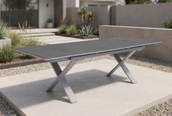 Clearance Toronto Ausziehtisch, silber, Alu/Spraystone, 180/280x100cm, Schubladenauszug Gartentische