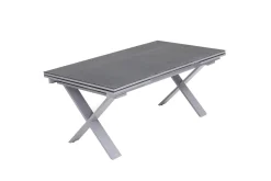 Clearance Toronto Ausziehtisch, silber, Alu/Spraystone, 180/280x100cm, Schubladenauszug Gartentische