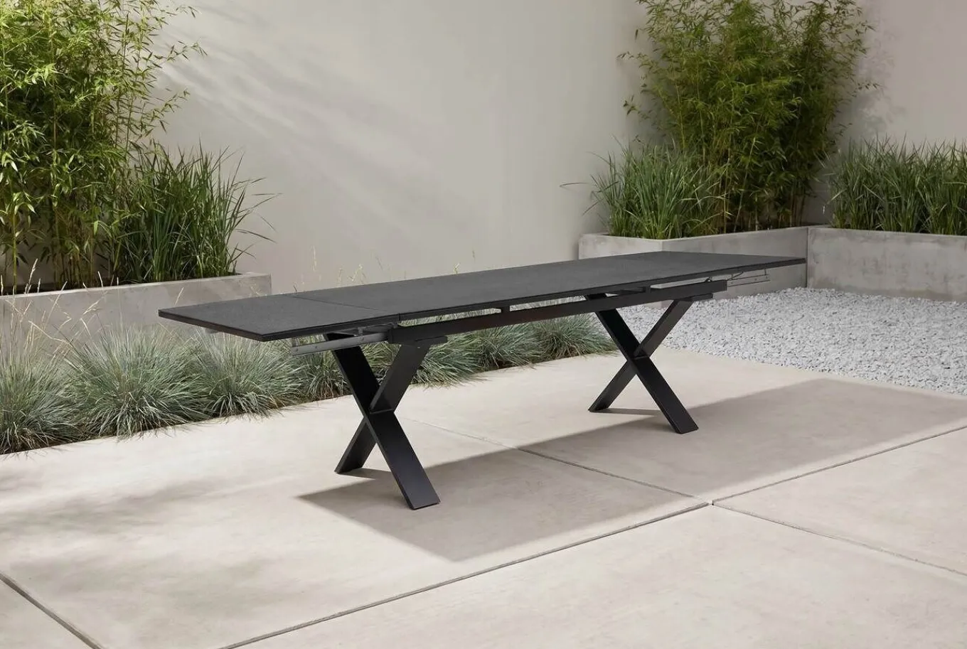 Online Toronto Ausziehtisch, anthrazit, Alu/Spraystone, 180/280x100cm, Schubladenauszug Gartentische