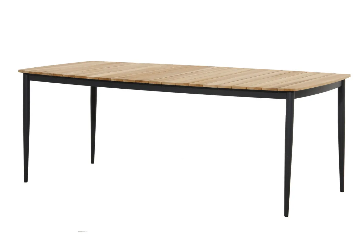 Hot Trondheim Garten-Essgruppe, anthrazit/natur, Alu/Teakholz, Tisch 220 x 100 cm, 6 Sessel, inkl. Polster Garten-Essgruppen