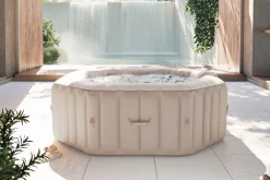 Discount Tulum Whirlpool, beige/weiß, PVC laminiert, ⌀ 195 x 65 cm, aufblasbar, mit Massagedüsen, integriertes Ablassventil, UV-beständig Whirlpools