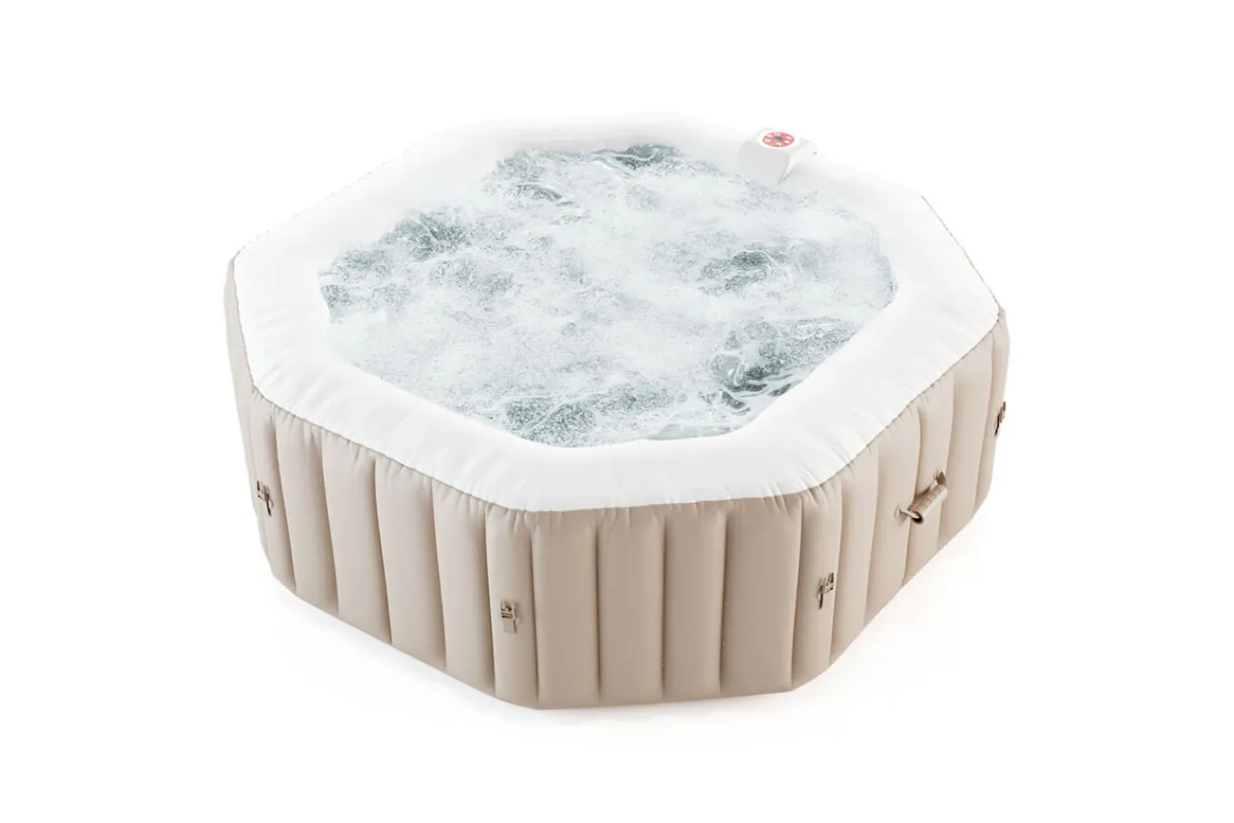 Discount Tulum Whirlpool, beige/weiß, PVC laminiert, ⌀ 195 x 65 cm, aufblasbar, mit Massagedüsen, integriertes Ablassventil, UV-beständig Whirlpools