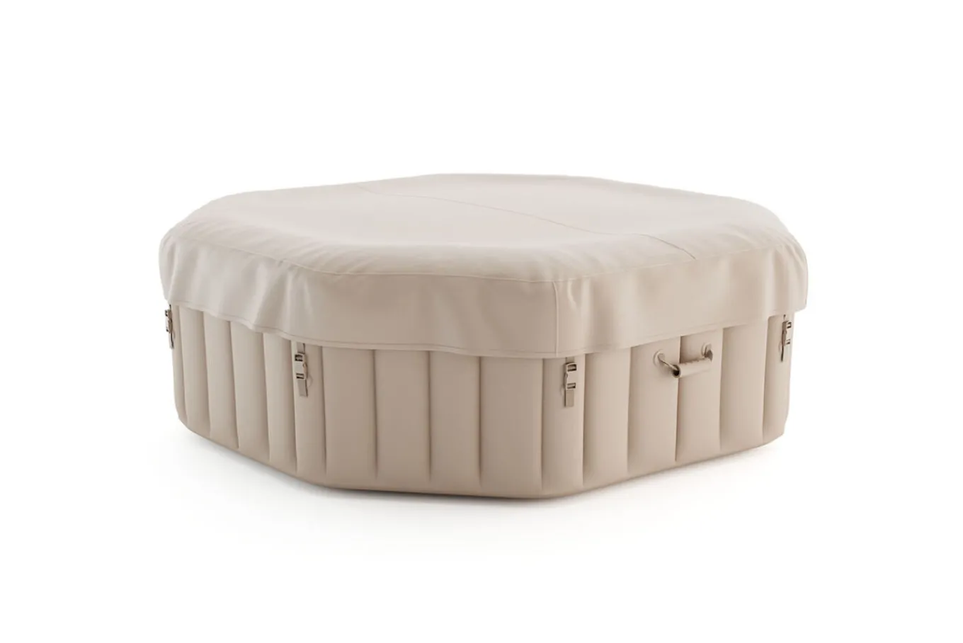 Discount Tulum Whirlpool, beige/weiß, PVC laminiert, ⌀ 195 x 65 cm, aufblasbar, mit Massagedüsen, integriertes Ablassventil, UV-beständig Whirlpools