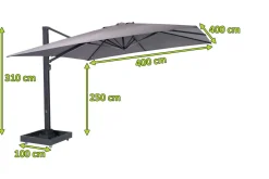 Outlet Ultimate L Ampelschirm, 400 x 400 cm, 360° drehbar, UV-Schutz 80+, Alu/Spuncrylic®, inkl. Schirmständer Sonnenschirme