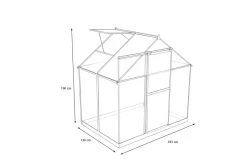 Discount Verde Basic Gewächshaus, schwarzer Rahmen, Aluminium/Polycarbonat, 130x183x190 cm, pulverbeschichtet, UV-geschützt, mit Schiebetür Gewächshaus|Aluminium-Gartenmöbel