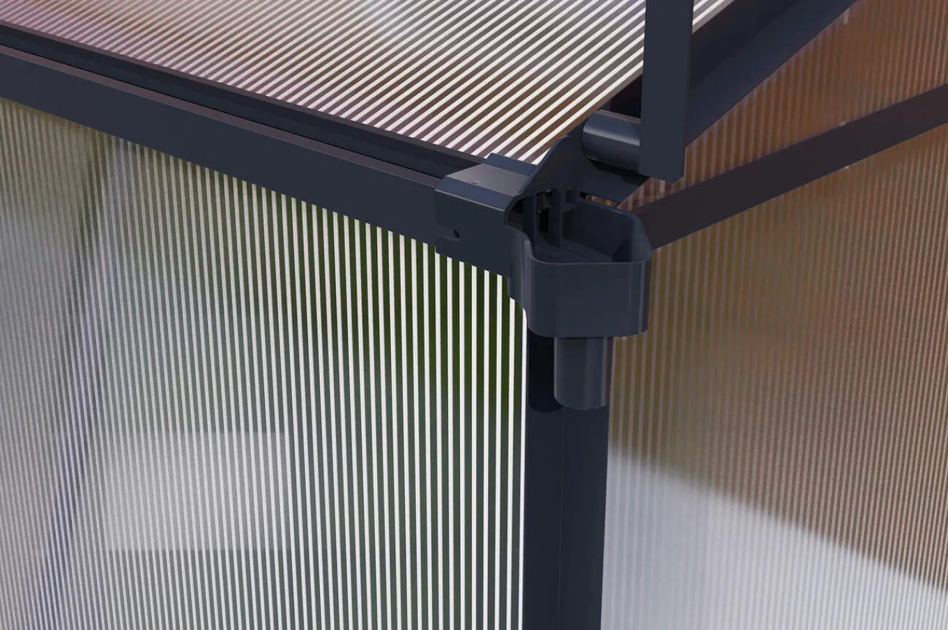 Clearance Verde Basic Gewächshaus, schwarzer Rahmen, Aluminium pulverbeschichtet mit Polycarbonat-Doppelstegplatten, 245 x 183 x 190 cm, UV-beständig, inkl. Schiebetür Gewächshaus|Aluminium-Gartenmöbel