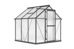 Sale Verde Basic Gewächshaus, schwarzer Rahmen, Aluminium pulverbeschichtet mit Polycarbonat-Doppelstegplatten 4 mm, 187 x 183 x 190 cm, UV-geschützt und wetterfest Gewächshaus|Aluminium-Gartenmöbel
