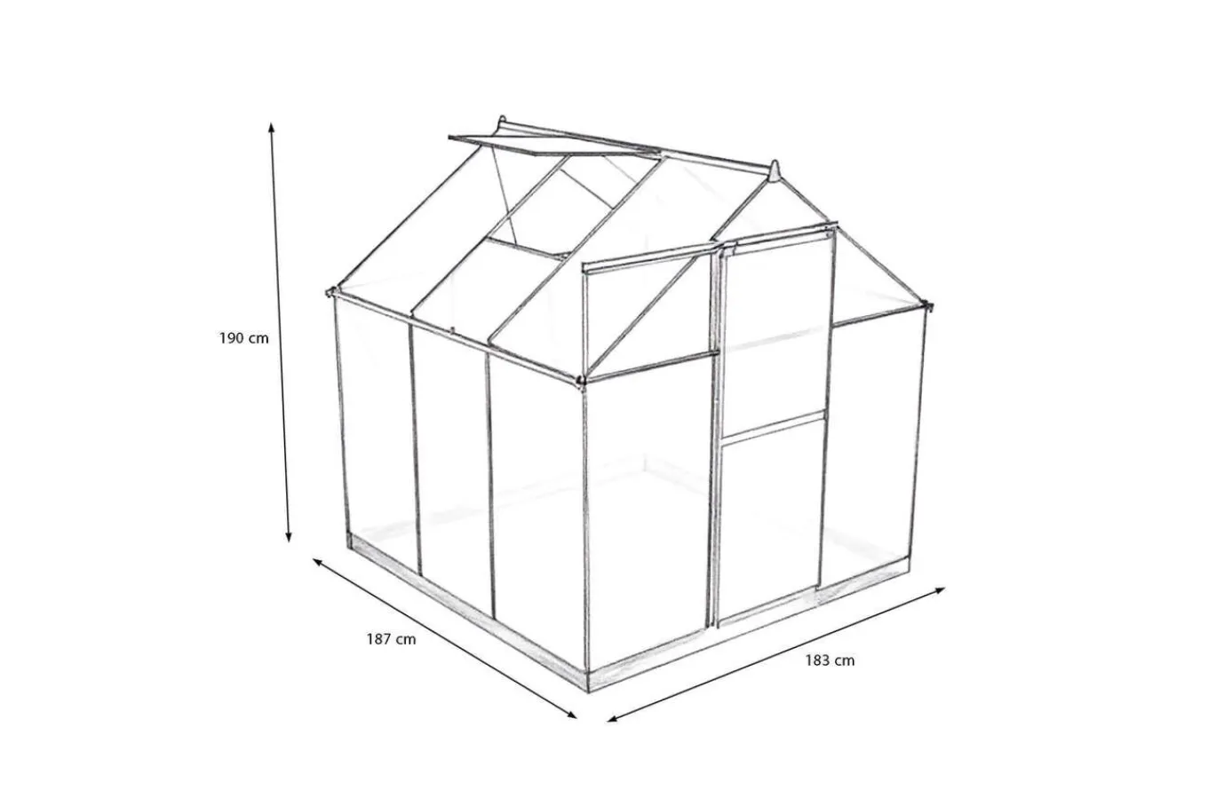 Sale Verde Basic Gewächshaus, schwarzer Rahmen, Aluminium pulverbeschichtet mit Polycarbonat-Doppelstegplatten 4 mm, 187 x 183 x 190 cm, UV-geschützt und wetterfest Gewächshaus|Aluminium-Gartenmöbel