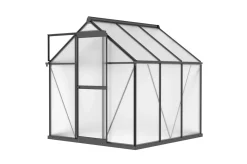 Sale Verde Basic Gewächshaus, schwarzer Rahmen, Aluminium pulverbeschichtet mit Polycarbonat-Doppelstegplatten 4 mm, 187 x 183 x 190 cm, UV-geschützt und wetterfest Gewächshaus|Aluminium-Gartenmöbel