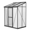 Outlet Verde Comfort Anlehn-Gewächshaus, schwarzer Rahmen, Aluminium/Polycarbonat, 160 x 105 x 190 cm, UV-beständig, pulverbeschichtet, mit Schiebetür Gewächshaus|Aluminium-Gartenmöbel