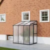 Clearance Verde Comfort Anlehn-Gewächshaus, schwarzer Rahmen, Aluminium pulverbeschichtet mit 4 mm Polycarbonatplatten, 192 x 125 x 210 cm, UV-beständig, mit Schiebetür und Belüftungsfenster Gewächshaus|Aluminium-Gartenmöbel