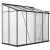 Clearance Verde Comfort Anlehn-Gewächshaus, schwarzer Rahmen, Aluminium/Polycarbonat, 265 x 125 x 210 cm, pulverbeschichtet, UV-Schutz, Schiebetür Gewächshaus|Aluminium-Gartenmöbel