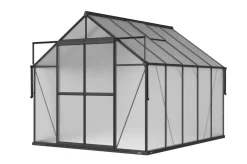 Clearance Verde Premium Gewächshaus, schwarzer Rahmen, Aluminium/Polycarbonat, 310 x 244 x 230 cm, pulverbeschichtet, UV-geschützt, mit Schiebetür und 2 Fenstern Gewächshaus|Aluminium-Gartenmöbel