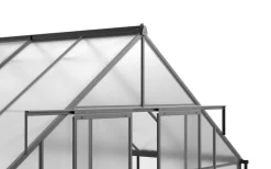 Clearance Verde Premium Gewächshaus, schwarzer Rahmen, Aluminium/Polycarbonat, 310 x 244 x 230 cm, pulverbeschichtet, UV-geschützt, mit Schiebetür und 2 Fenstern Gewächshaus|Aluminium-Gartenmöbel