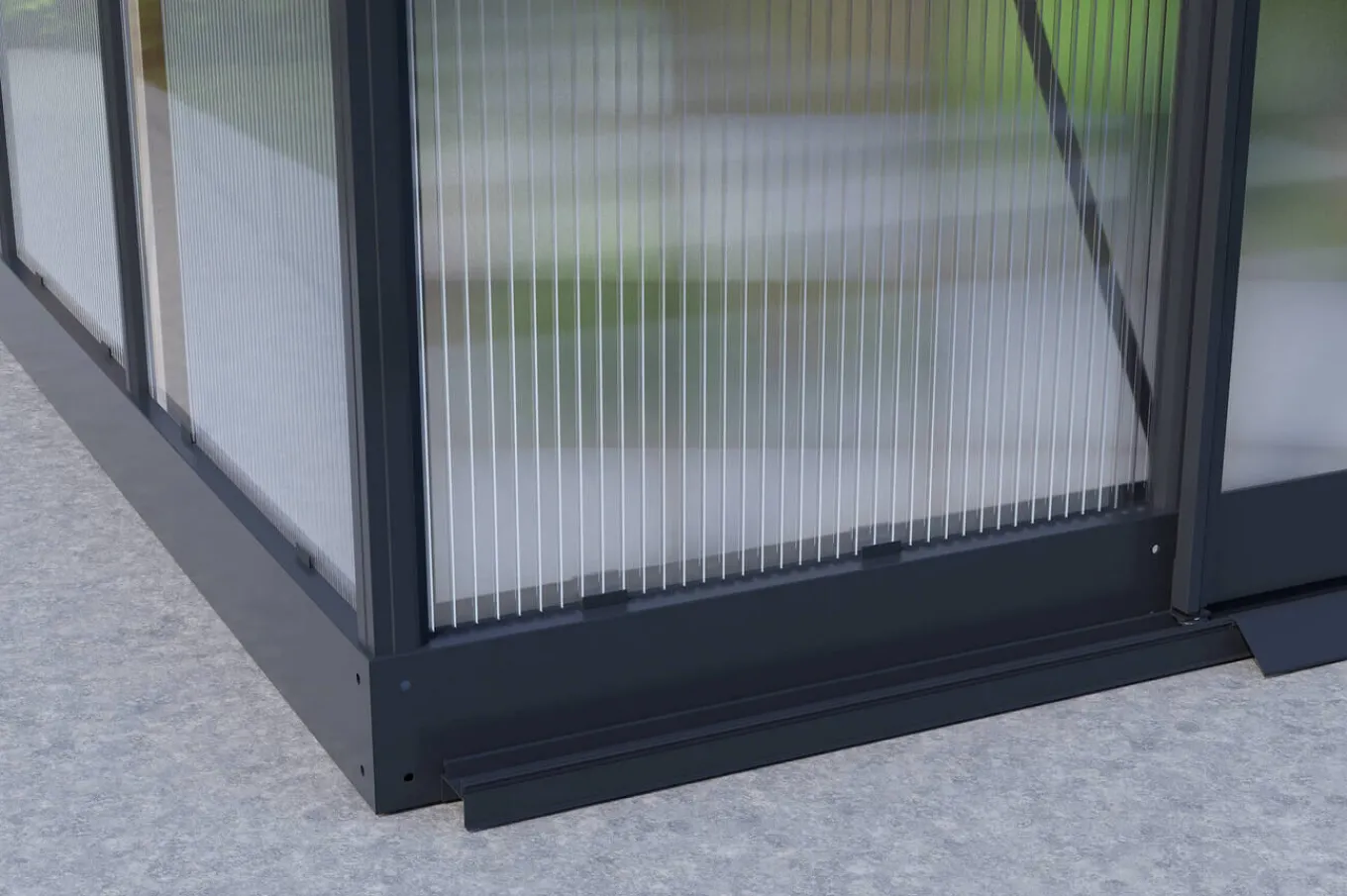 Discount Verde Premium Gewächshaus, schwarzer Rahmen, Aluminium pulverbeschichtet mit Polycarbonat 6 mm und Stahlrahmen, 486 x 243 x 240 cm, 4 Fenster, Schiebetür Gewächshaus|Aluminium-Gartenmöbel