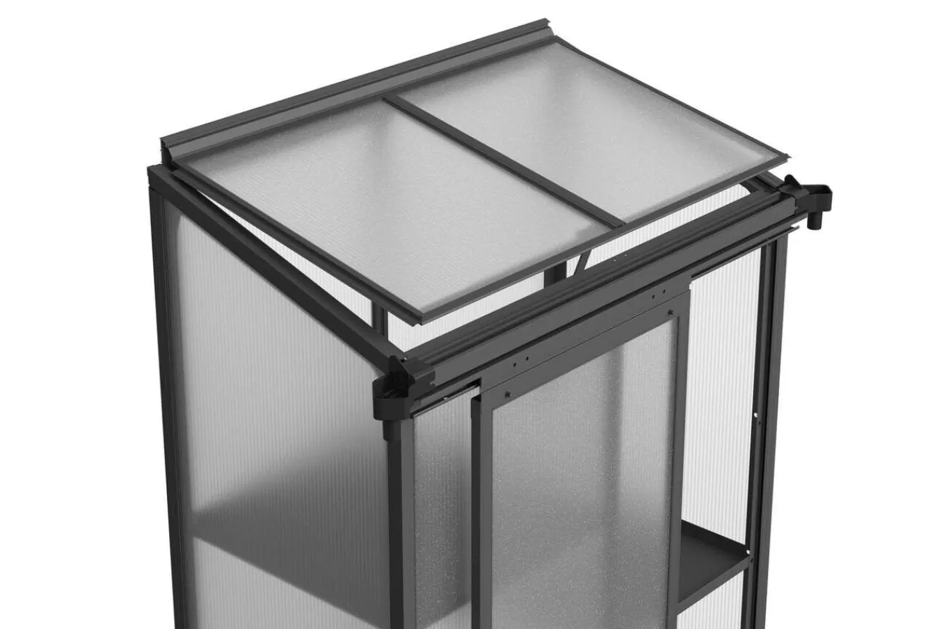 Verde Smart Balkon-Gewächshaus, schwarzer Rahmen, Aluminium/Polycarbonat, 91 x 51 x 166 cm, UV-beständig, pulverbeschichtet, mit Tür und Regalböden Gewächshaus|Aluminium-Gartenmöbel