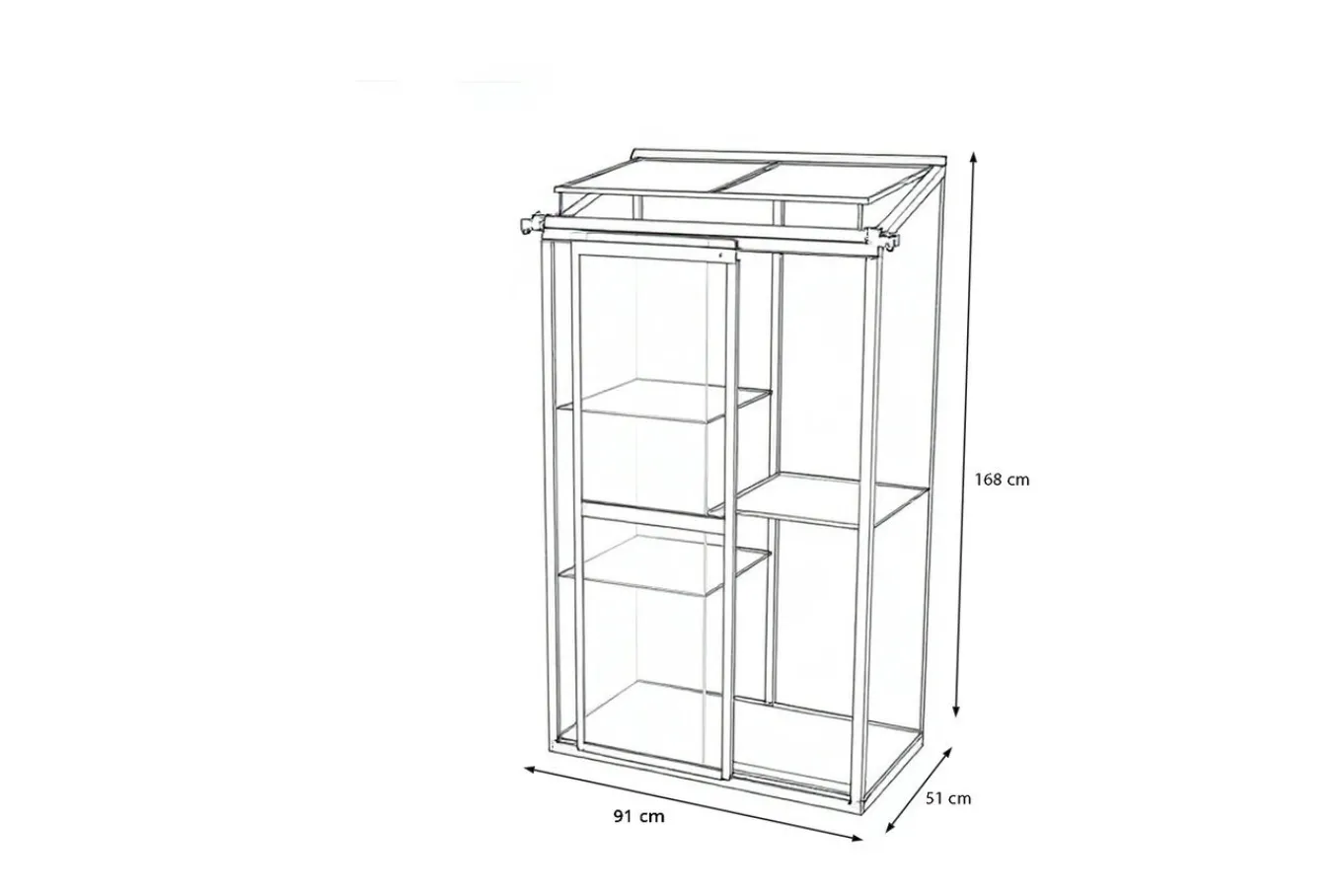 Verde Smart Balkon-Gewächshaus, schwarzer Rahmen, Aluminium/Polycarbonat, 91 x 51 x 166 cm, UV-beständig, pulverbeschichtet, mit Tür und Regalböden Gewächshaus|Aluminium-Gartenmöbel