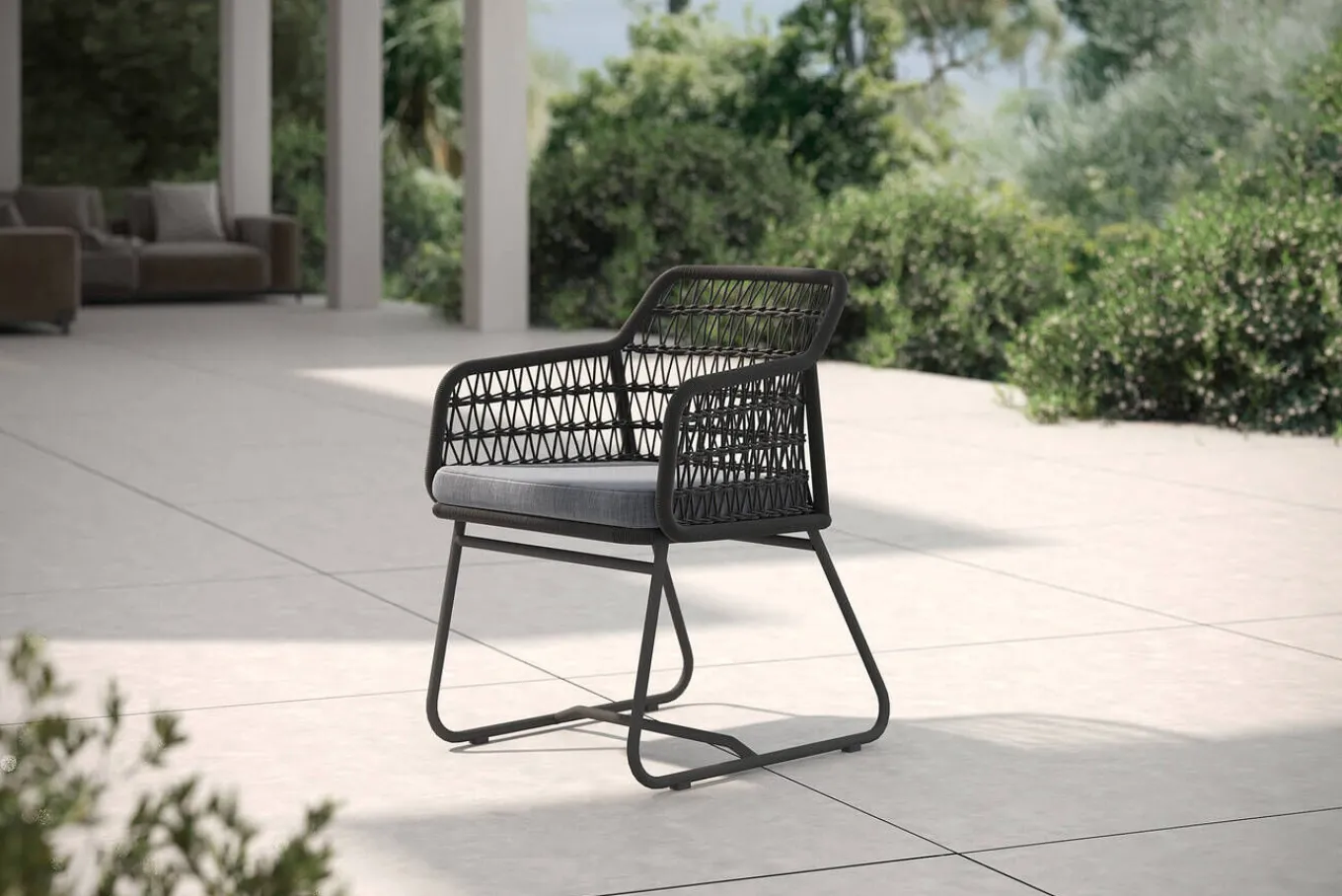 Sale Verona Diningsessel, anthrazit, Alu/Rope, 60 x 64 x 83 cm, inkl. Polster mit Reißverschluss Gartenstühle & Gartensessel