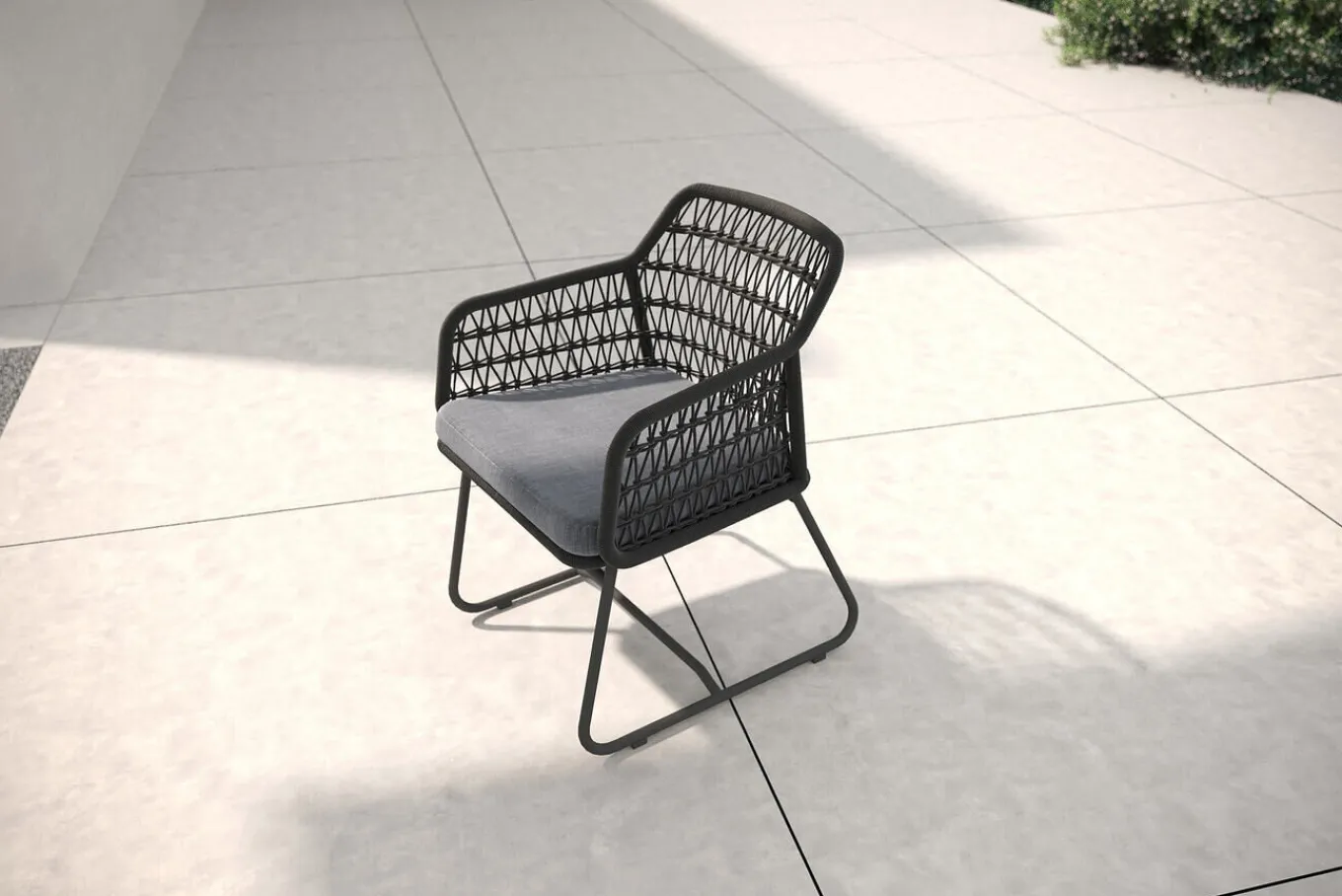 Sale Verona Diningsessel, anthrazit, Alu/Rope, 60 x 64 x 83 cm, inkl. Polster mit Reißverschluss Gartenstühle & Gartensessel
