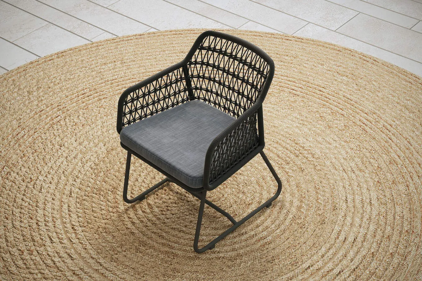 Sale Verona Diningsessel, anthrazit, Alu/Rope, 60 x 64 x 83 cm, inkl. Polster mit Reißverschluss Gartenstühle & Gartensessel