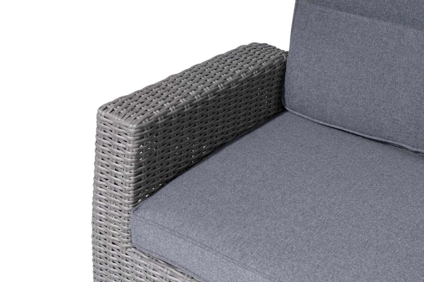 Online Vigo Comfort 3-Sitzer Speise-/Lounge-Sofa, stahlgrau-meliert, Polyrattan, 210x84x110cm, verstellbar Polyrattan-Gartenmöbel|Aluminium-Gartenmöbel