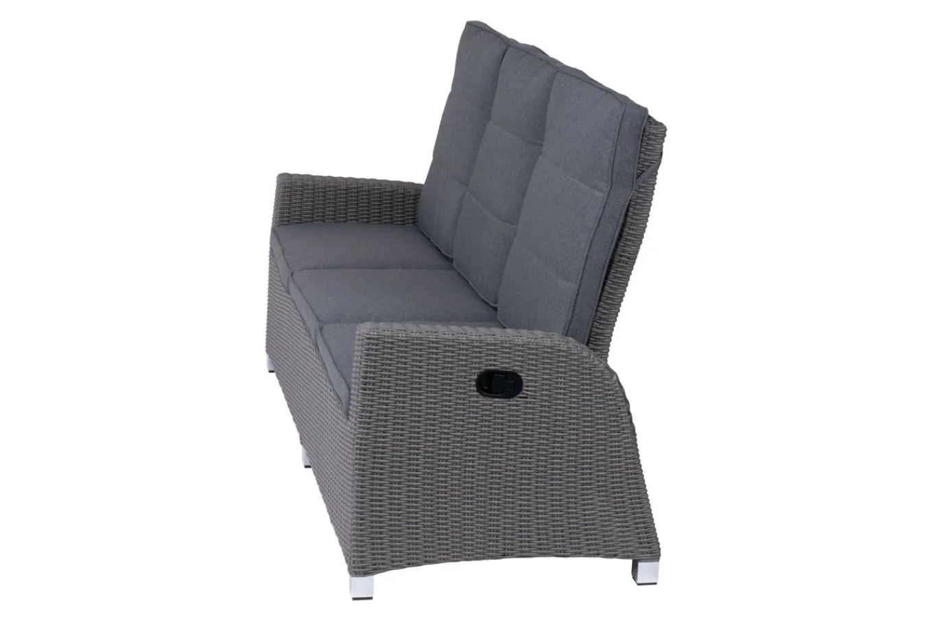 Online Vigo Comfort 3-Sitzer Speise-/Lounge-Sofa, stahlgrau-meliert, Polyrattan, 210x84x110cm, verstellbar Polyrattan-Gartenmöbel|Aluminium-Gartenmöbel