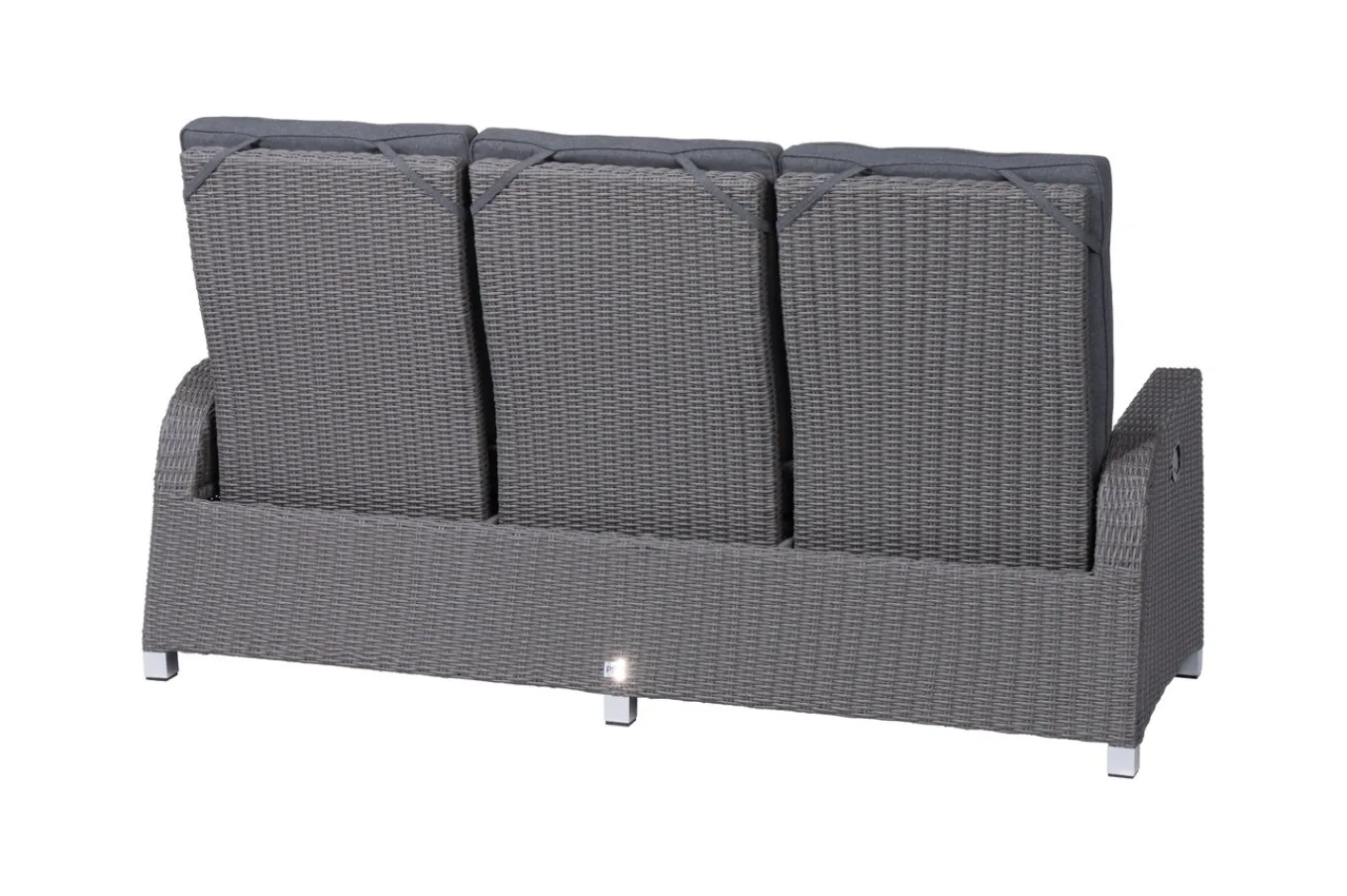 Online Vigo Comfort 3-Sitzer Speise-/Lounge-Sofa, stahlgrau-meliert, Polyrattan, 210x84x110cm, verstellbar Polyrattan-Gartenmöbel|Aluminium-Gartenmöbel