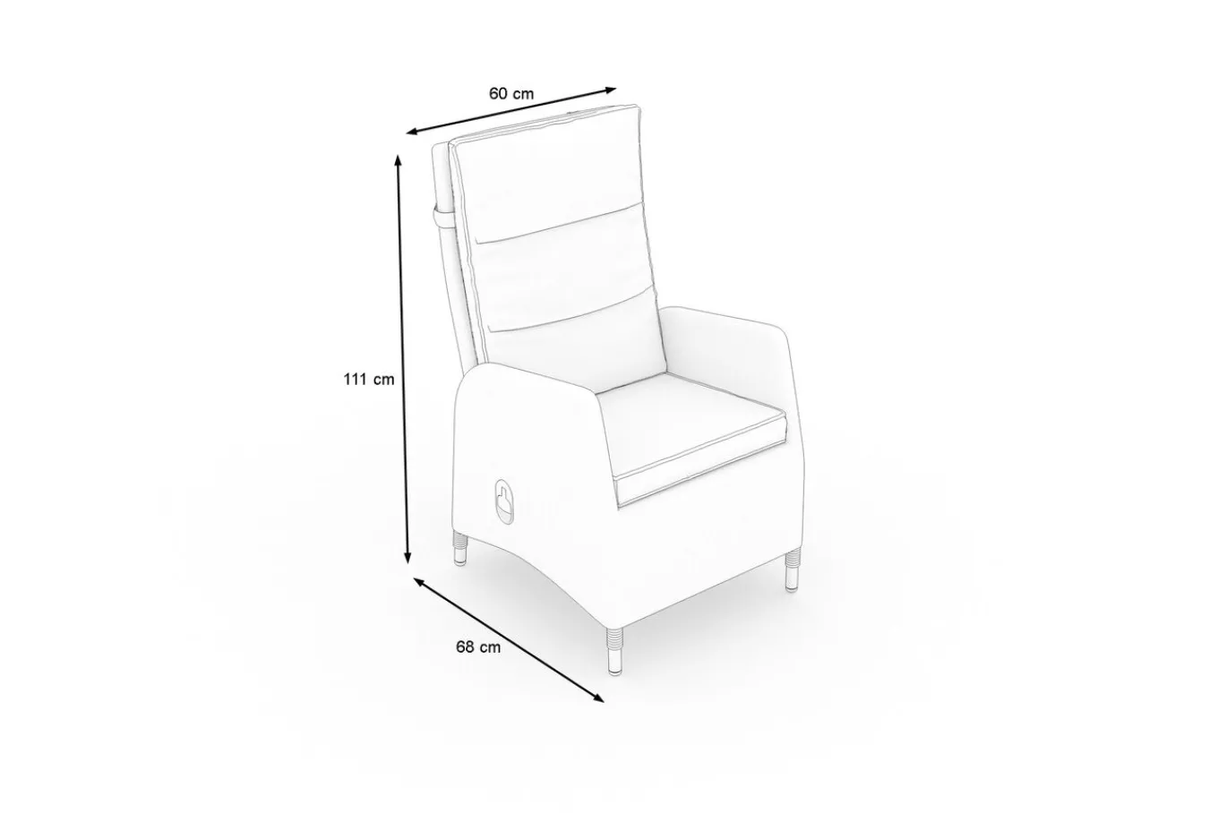 Sale Vigo Dining-Sessel, stahlgrau-meliert, Polyrattan, 60x68x111cm, Rücken stufenlos verstellbar Polyrattan-Gartenmöbel|Gartenstühle & Gartensessel
