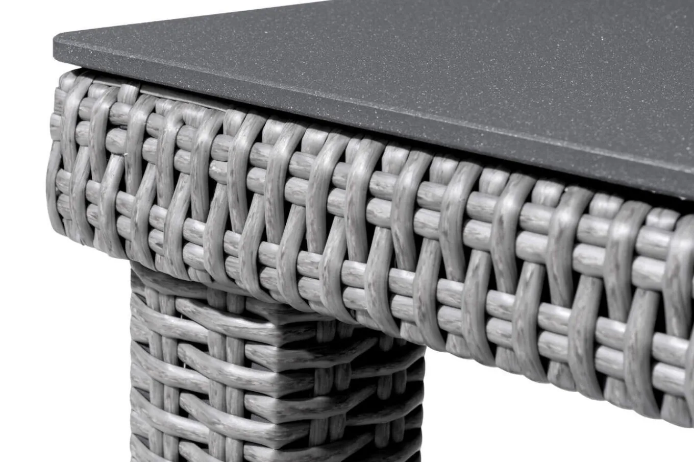 Online Vigo Dining-Tisch, stahlgrau-meliert, Alu/Polyrattan/Glas, 90x90x75cm, pulverbeschichtet Gartentische|Aluminium-Gartenmöbel