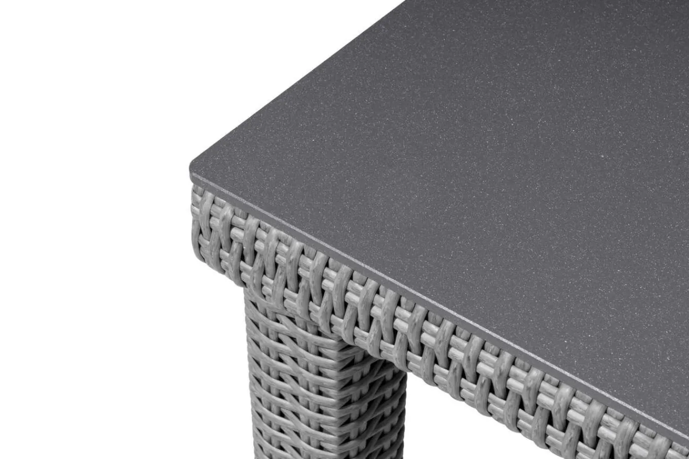 Online Vigo Dining-Tisch, stahlgrau-meliert, Alu/Polyrattan/Glas, 90x90x75cm, pulverbeschichtet Gartentische|Aluminium-Gartenmöbel