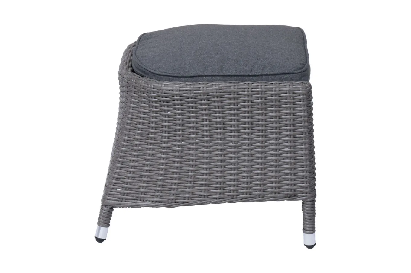 Hot Vigo Fußhocker, stahlgrau-meliert, Polyrattan, 56x54x40cm, inkl. Polster Polyrattan-Gartenmöbel|Gartenstühle & Gartensessel