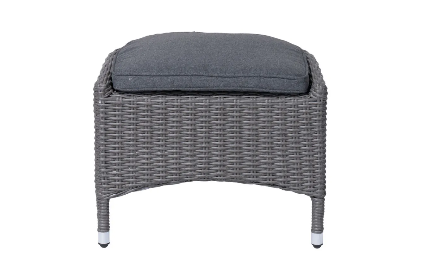 Hot Vigo Fußhocker, stahlgrau-meliert, Polyrattan, 56x54x40cm, inkl. Polster Polyrattan-Gartenmöbel|Gartenstühle & Gartensessel